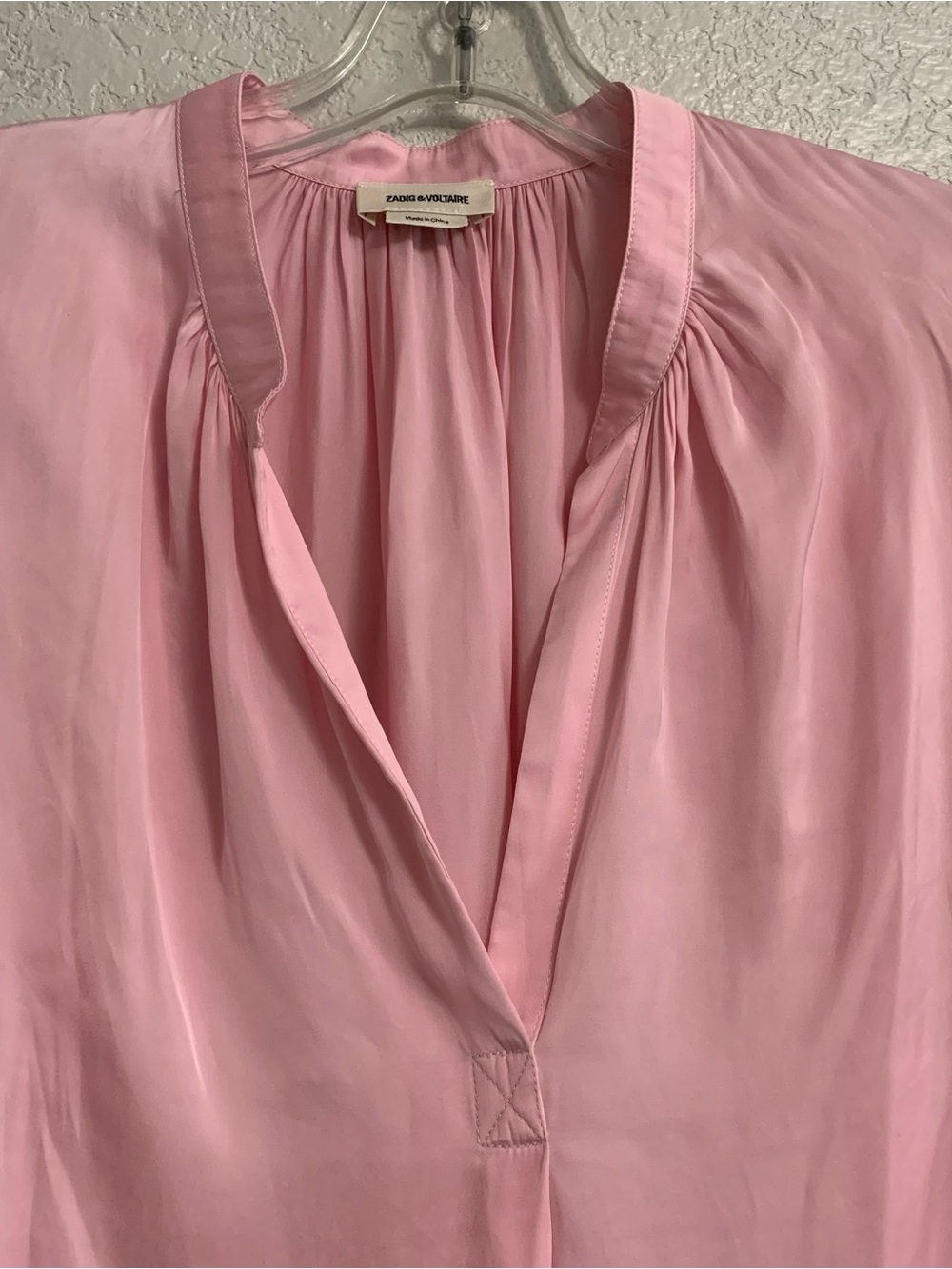 Zadig & Voltaire Blouse Top Womens S Tink Satin Vneck Long Sleeve Pink Glam - Picture 5 of 16